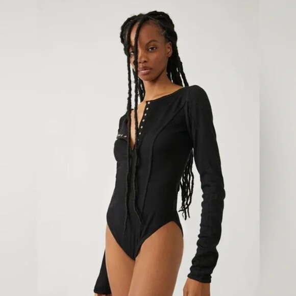 Free People Tops - Free People Sloane Bodysuit Black Small